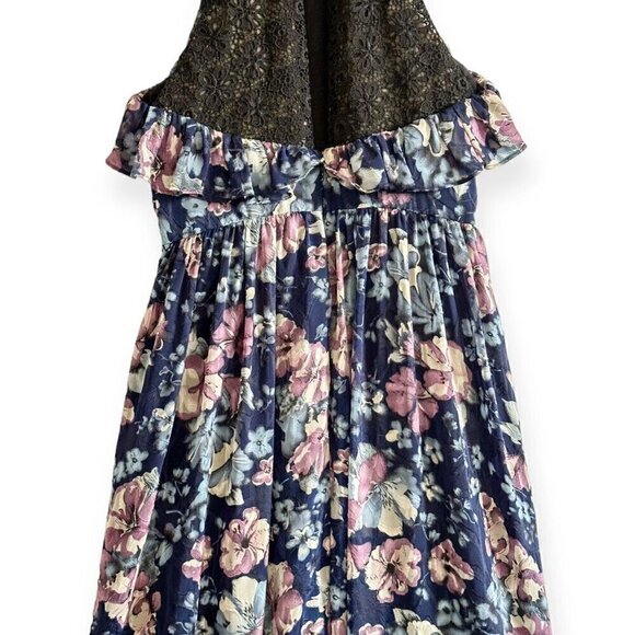 Marchesa Notte Blue Floral Halter Maxi Dress, Size 12 - Picture 9 of 16